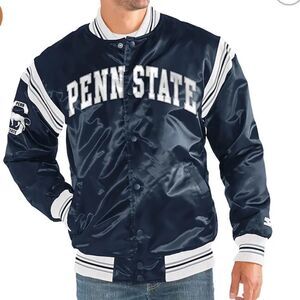 Starter The Enforcer Penn State Navy‎ Blue Satin Jacket M Nwt